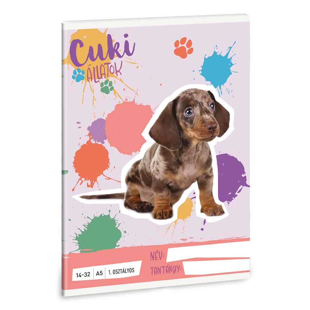 Ars Una: Cuki Állatok - Harlekin tacskó A/5 1.osztályos vonalas füzet 14-32