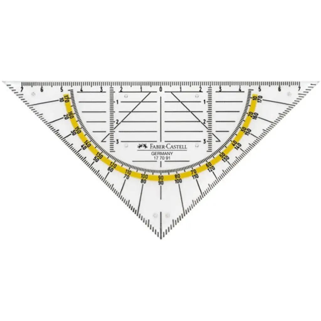 Faber-Castell: Háromszög alakú derékszög vonalzó benne szögmérővel kép 2