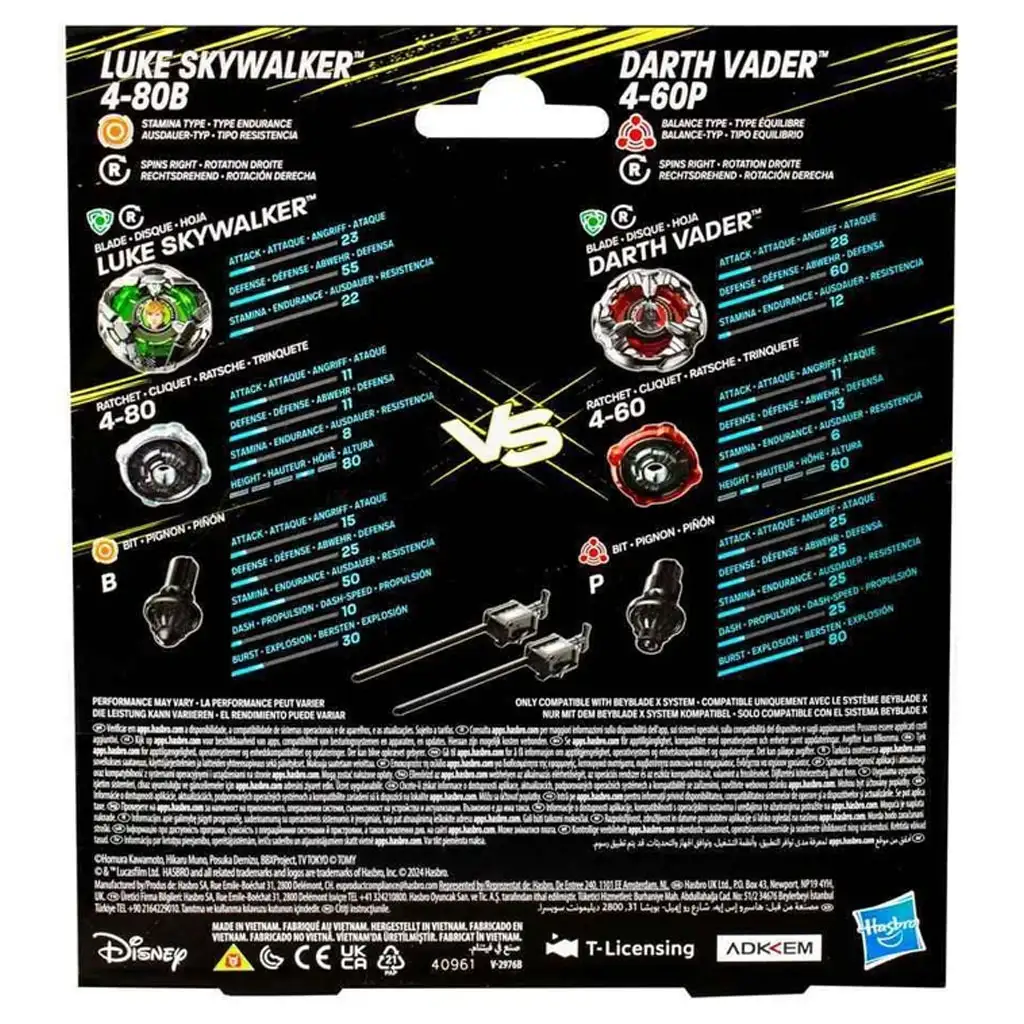 Beyblade X Star Wars - Luke Skywalker 4-80B vs Darth Vader 4-60B - Hasbro kép 3