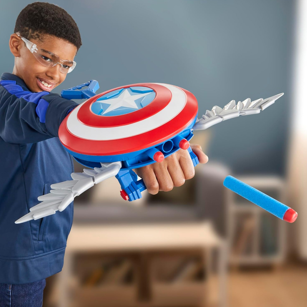 Nerf: Amerika Kapitány - Szép új világ Blaster skyshot szivacslövő pajzs - Hasbro kép 3