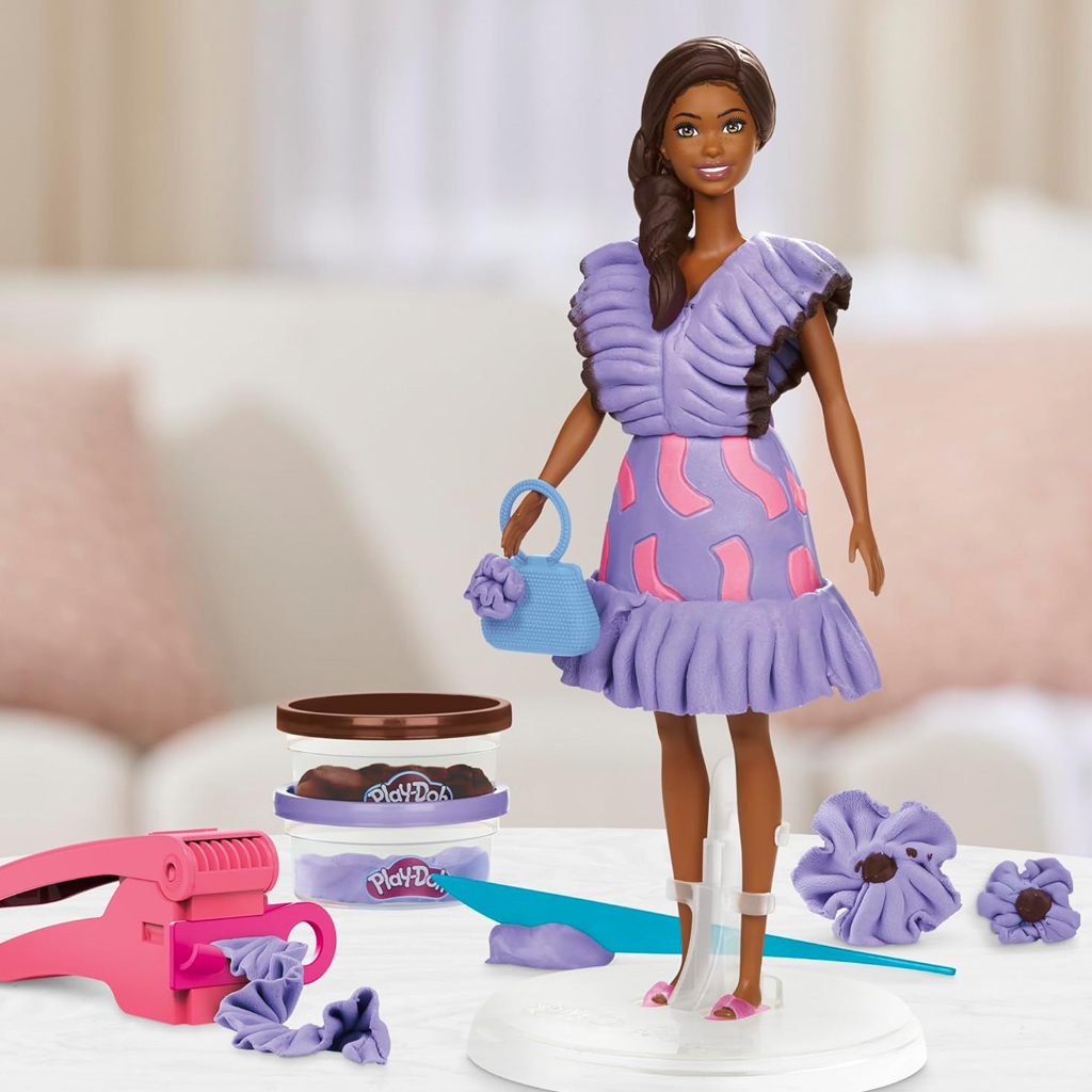Play-Doh: Barbie Fashionista fodros ruhák gyurma szett babával - Hasbro kép 4