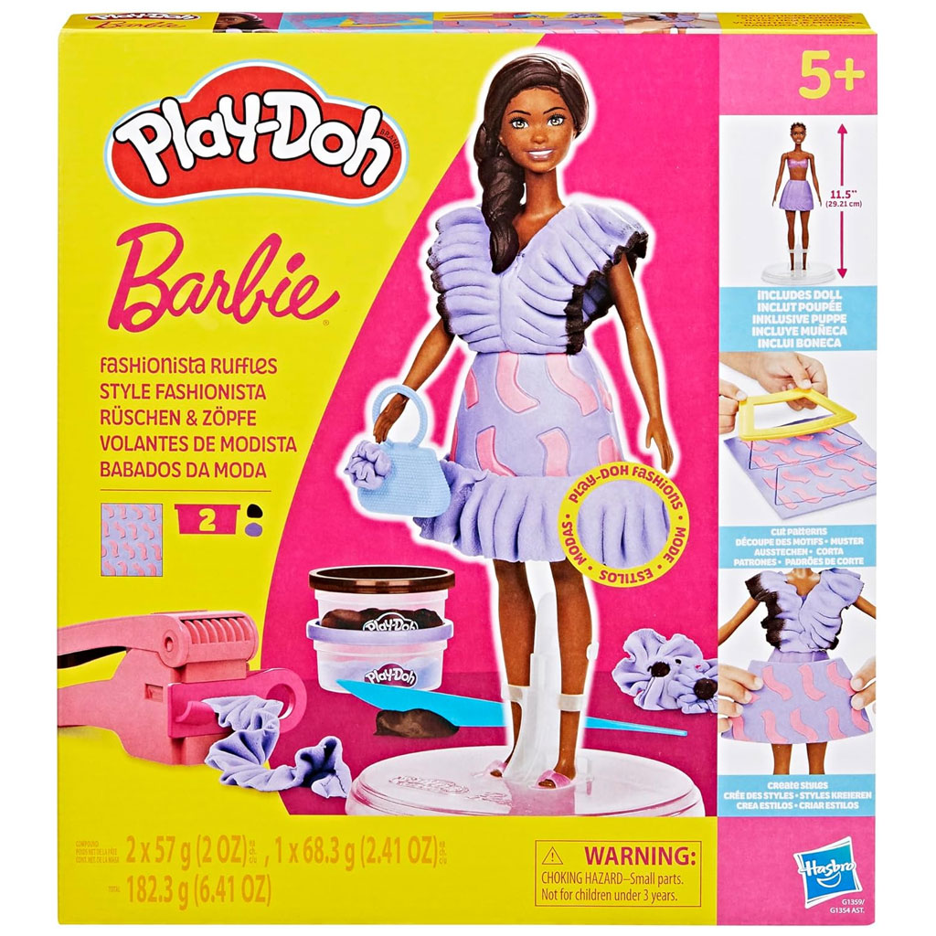 Play-Doh: Barbie Fashionista fodros ruhák gyurma szett babával - Hasbro