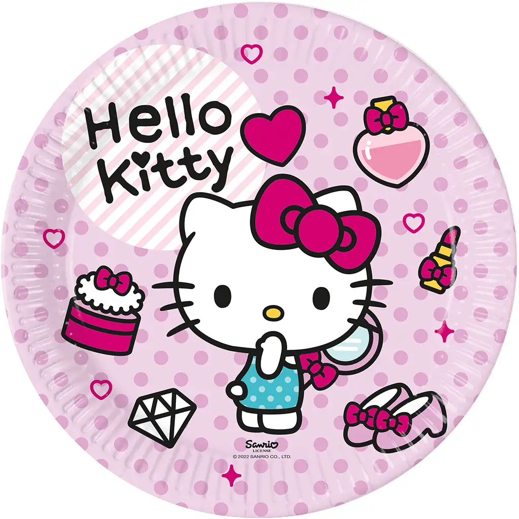 Hello Kitty 8db-os papírtányér szett 23cm-es