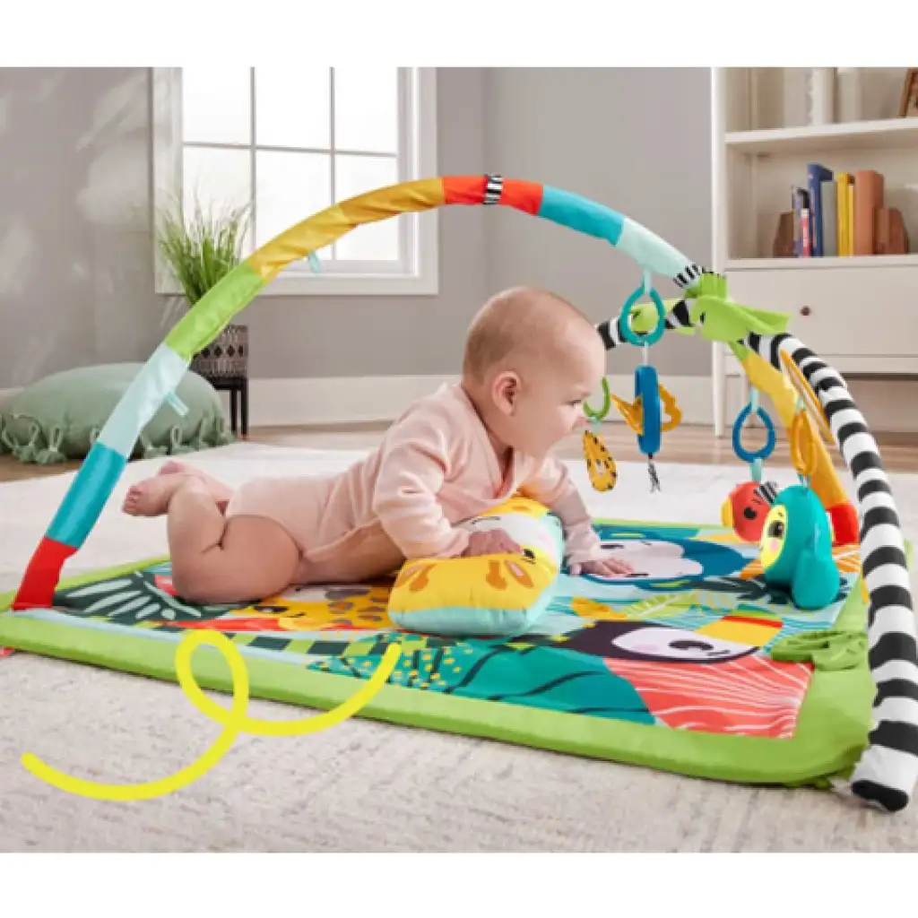 Fisher-Price: Esőerdő 3 az 1-ben játszószőnyeg zenélő lajhárral és pocakpárnával - Mattel kép 4