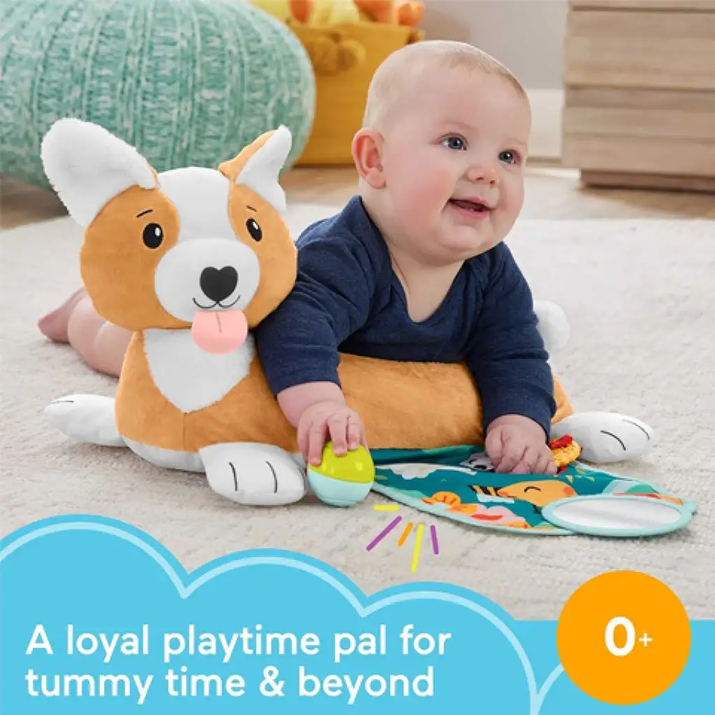 Fisher-Price: Corgie Puppy Nőj velem pocakpárna csörgővel, rágókával és tükörrel - Mattel kép 2