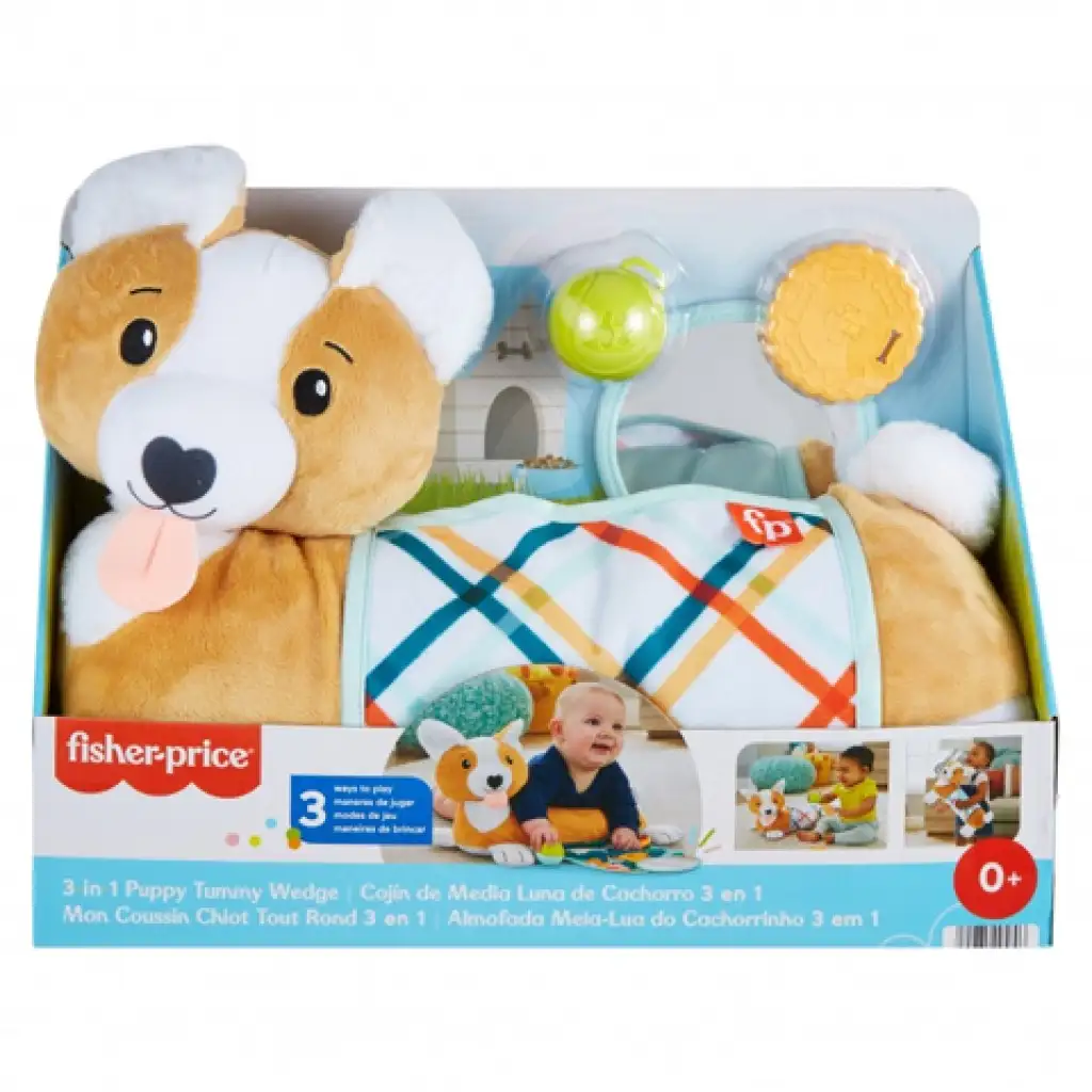 Fisher-Price: Corgie Puppy Nőj velem pocakpárna csörgővel, rágókával és tükörrel - Mattel