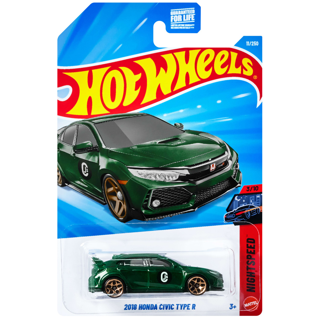 Hot Wheels: 2018 Honda Civic Type R zöld kisautó 1/64 – Mattel