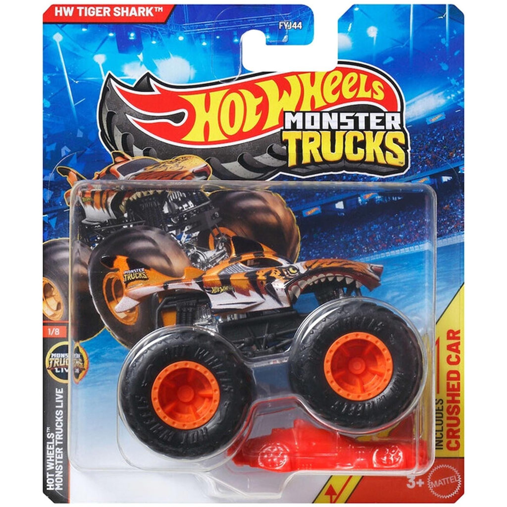 Hot Wheels Monster Trucks: HW Tiger Shark narancssárga kisautó 1/64 - Mattel