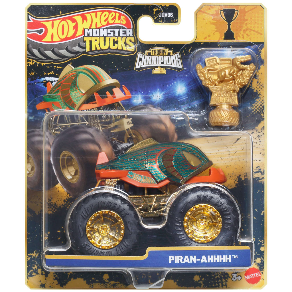 Hot Wheels Monster Trucks: Piran-Ahhh bajnok kisautó serleggel 1/64 – Mattel