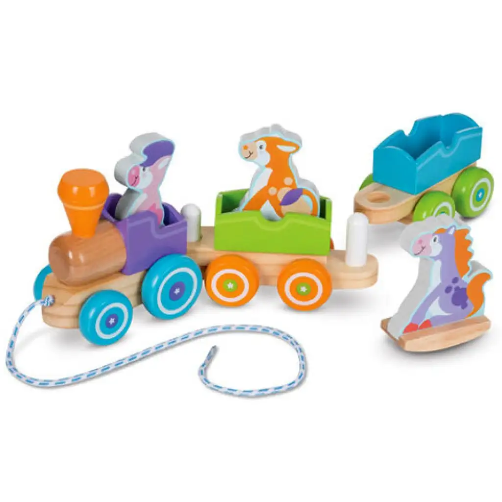 Húzható fa vonat a farm állataival - Melissa & Doug kép 2