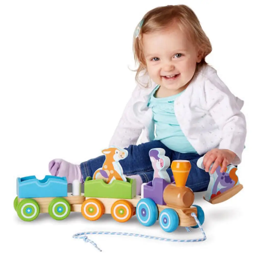 Húzható fa vonat a farm állataival - Melissa & Doug kép 3