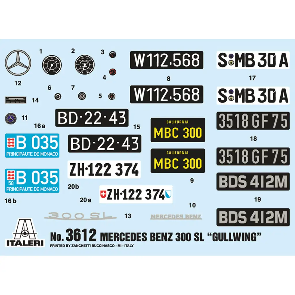Italeri 1/16 Mercedes-Benz 300SL Gullwing autó makett kép 2