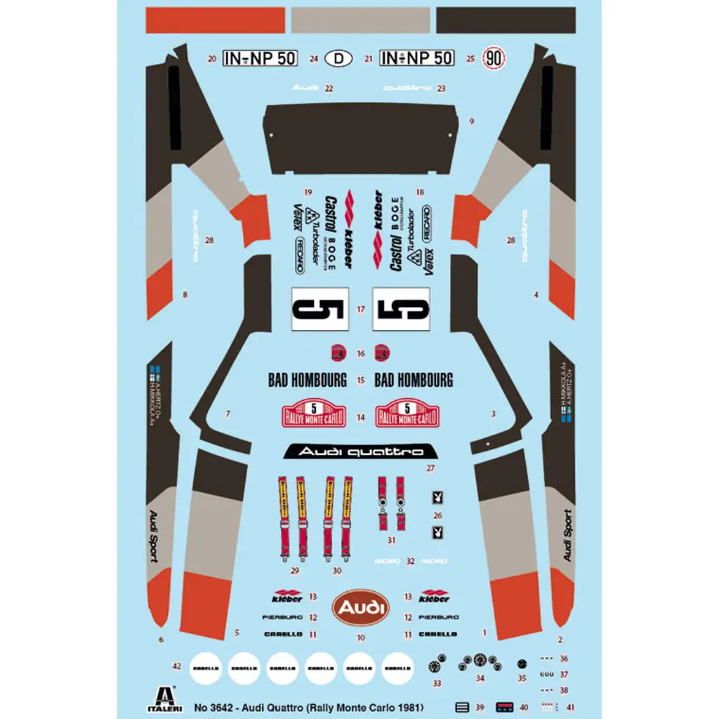 Italeri 1/24 Audi Quattro Rally autómakett kép 2