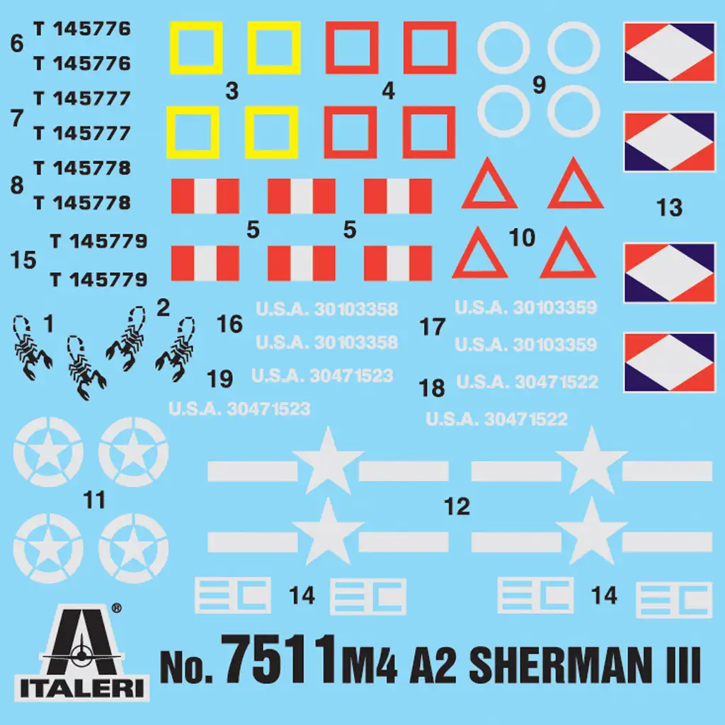 Italeri 1/72 M4A2 Sherman III tank 2db-os makett szett kép 2