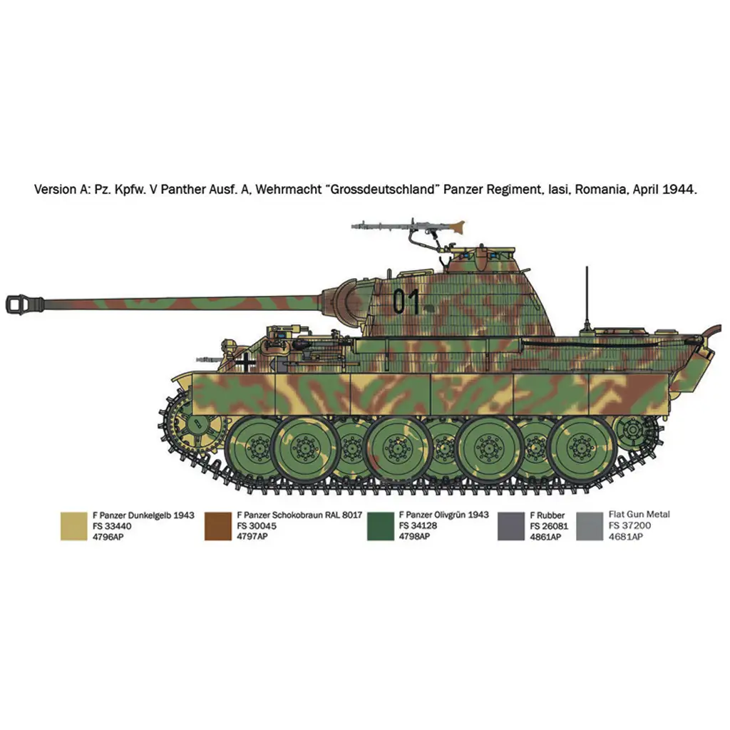 Italeri 1/72 Pz. Kpfw. V Panther Ausf. A Párduc tank makett kép 3