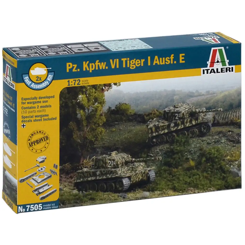Italeri 1/72 Pz. Kpfw. VI Tiger I Ausf. E Tigris tank 2db-os makett szett