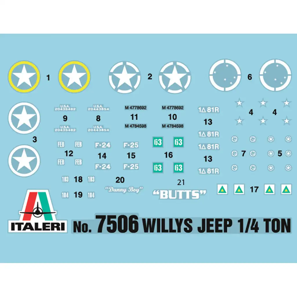 Italeri 1/72 Willys Jeep 1/4 ton 4x4 katonai járművek 2db-os makett szett kép 2
