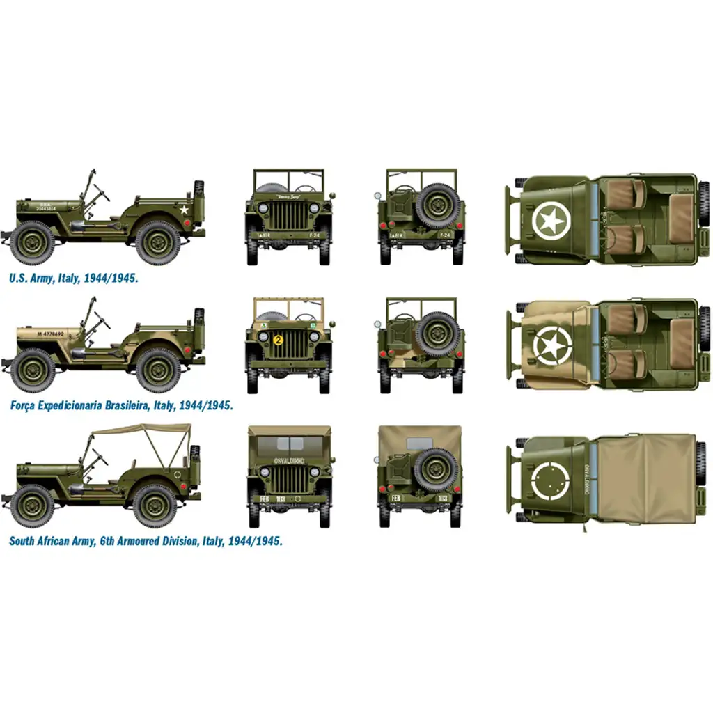 Italeri 1/72 Willys Jeep 1/4 ton 4x4 katonai járművek 2db-os makett szett kép 3