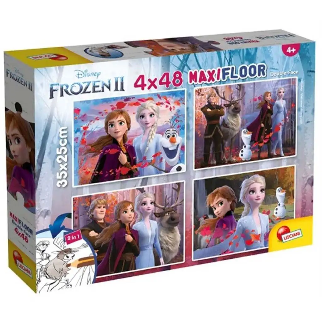 Jégvarázs II 2 az 1-ben maxi 4x48db-os puzzle és színező 35x25cm - Lisciani