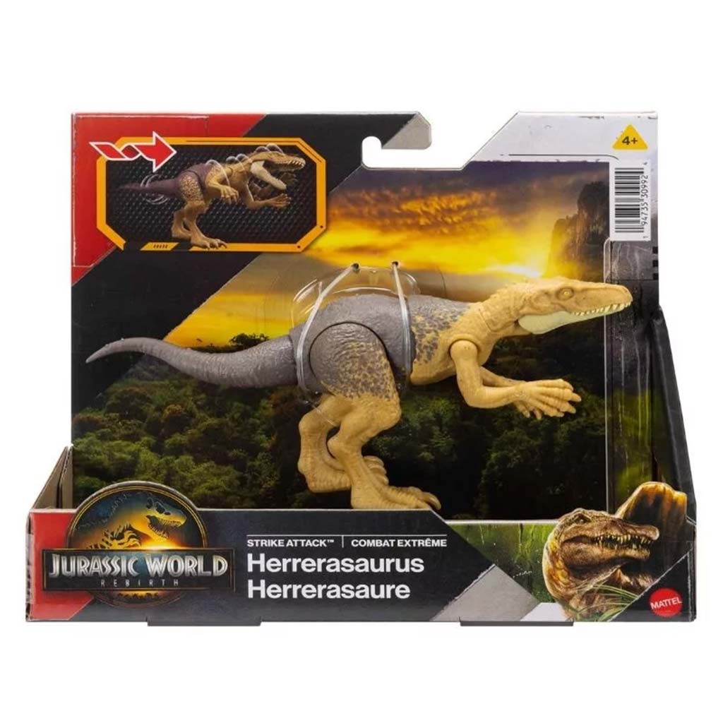 Jurassic World: Újjászületés Strike Attack Herrerasaurus támadó dinoszaurusz figura - Mattel