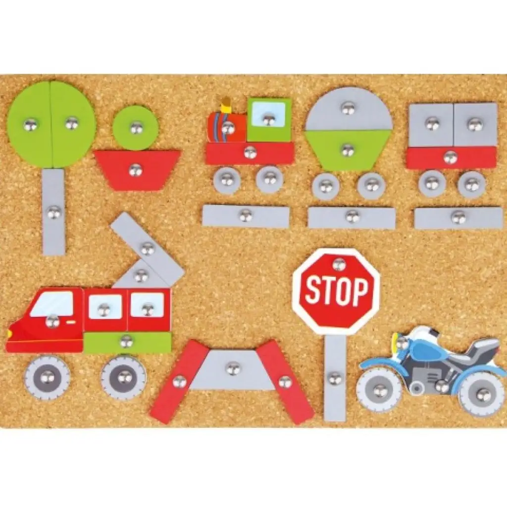 LENA: Kalapácsos parafatábla játékszett 64db-os - Járművek és közlekedés kép 2
