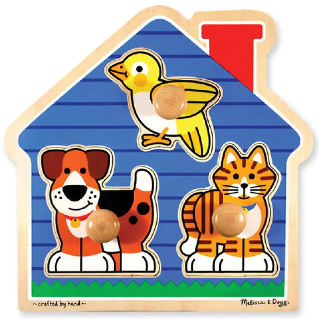 Kiskedvencek fa puzzle fogantyúval - Melissa & Doug