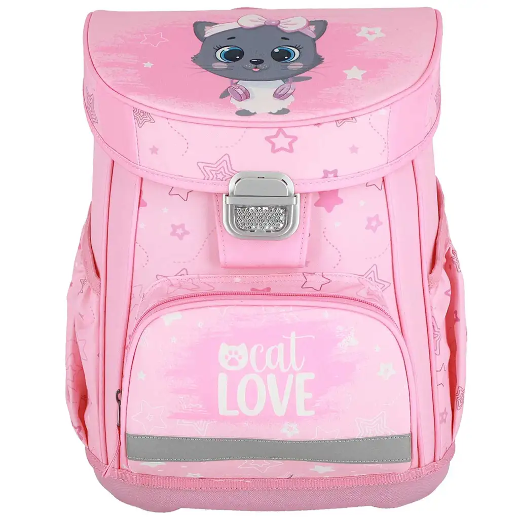 Spirit: Szürke cicás iskolatáska, hátizsák 5db-os szett 38x17x28cm kép 2