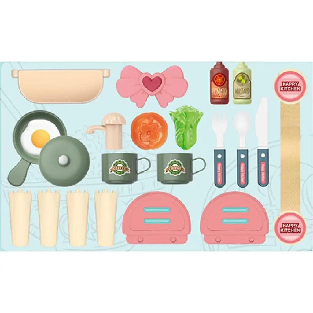 Konyhai játékszett rózsaszín összecsukható bőröndben 25db-os készlet kép 2