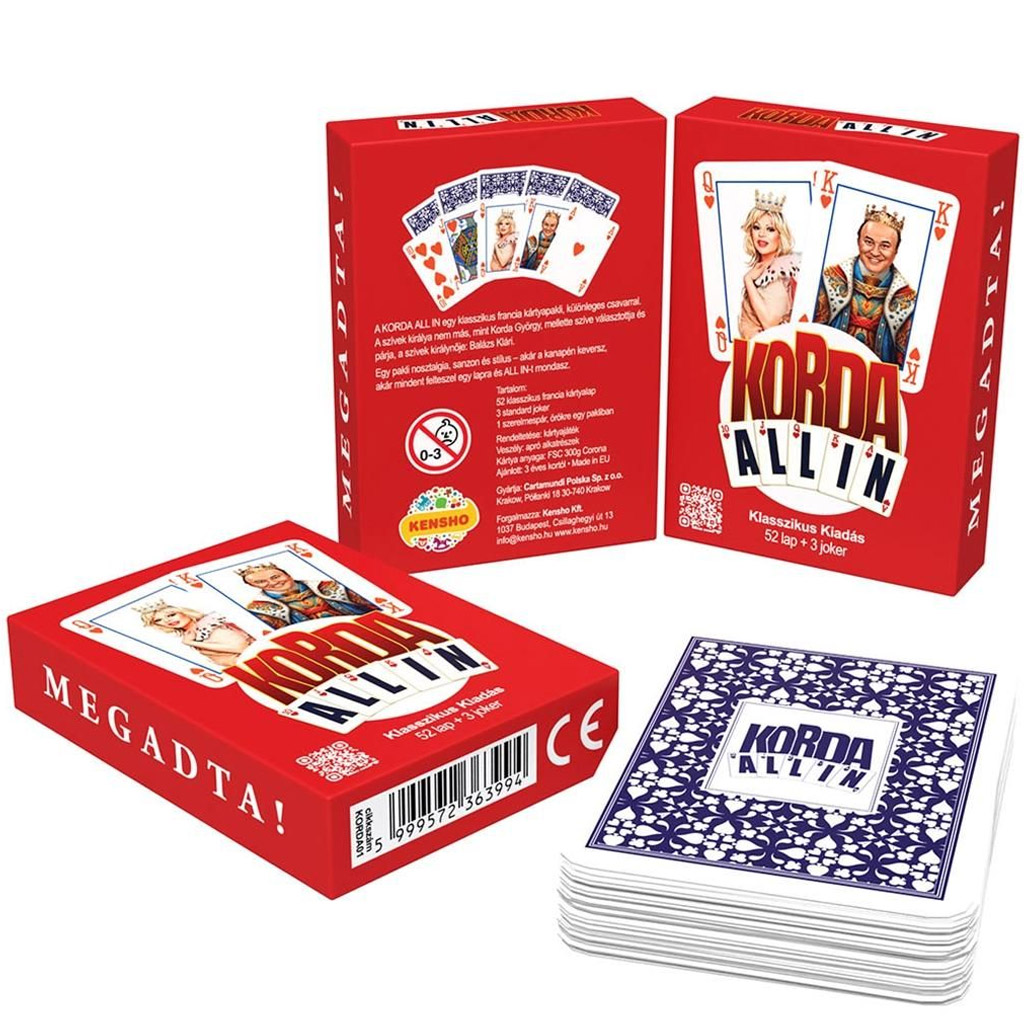 Korda All-in Klasszikus francia kártyapakli (52 lap + 3 Joker) kép 5