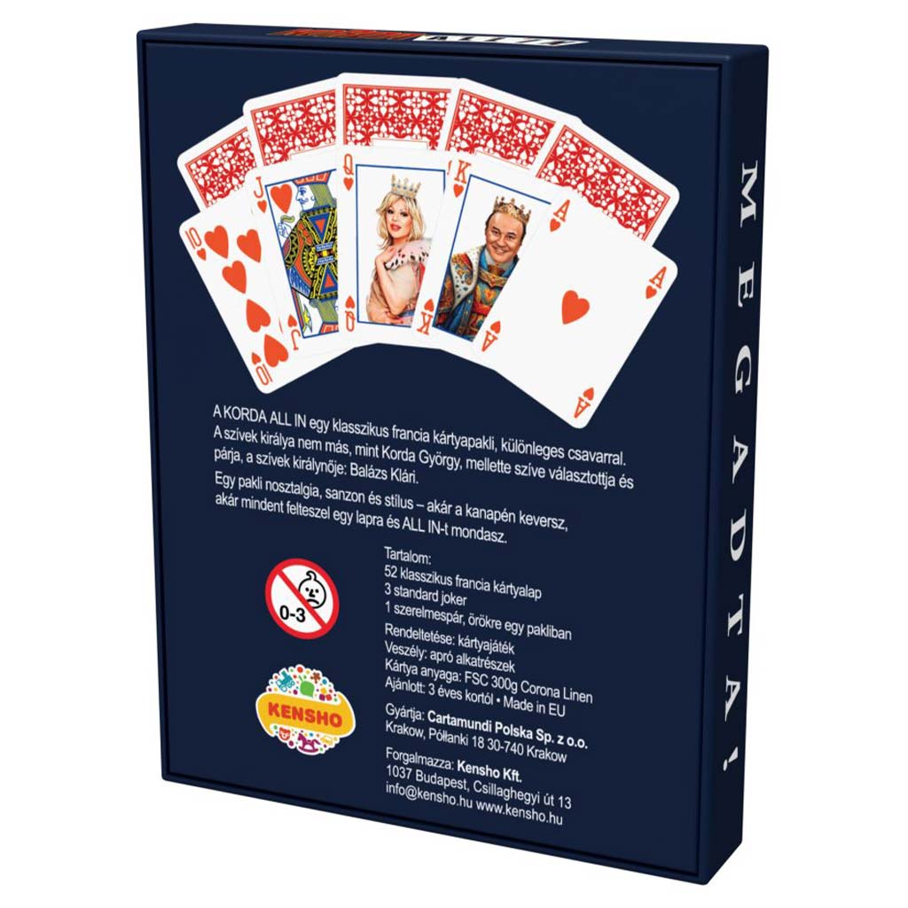 Korda All-In Prémium francia kártyapakli (52 lap + 3 Joker) kép 2