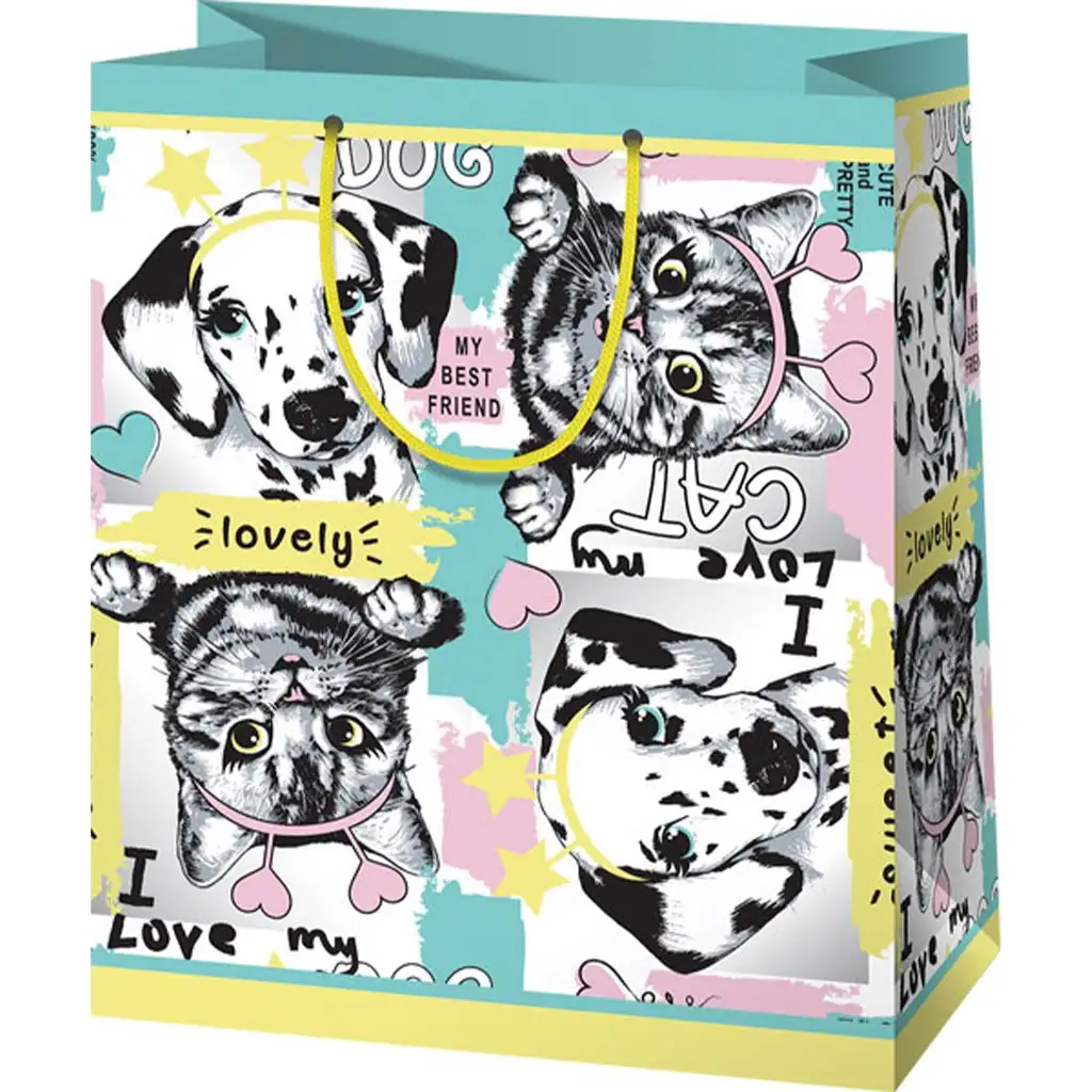 Háziállatos közepes méretű ajándéktáska 18x23x10cm-es