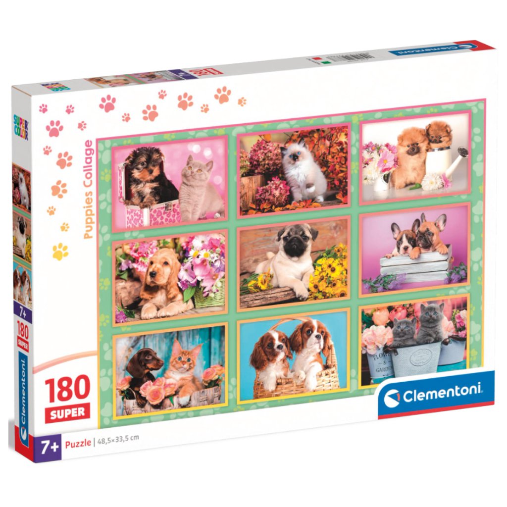 Kutya- és cicakölykök Super puzzle 180 db-os - Clementoni