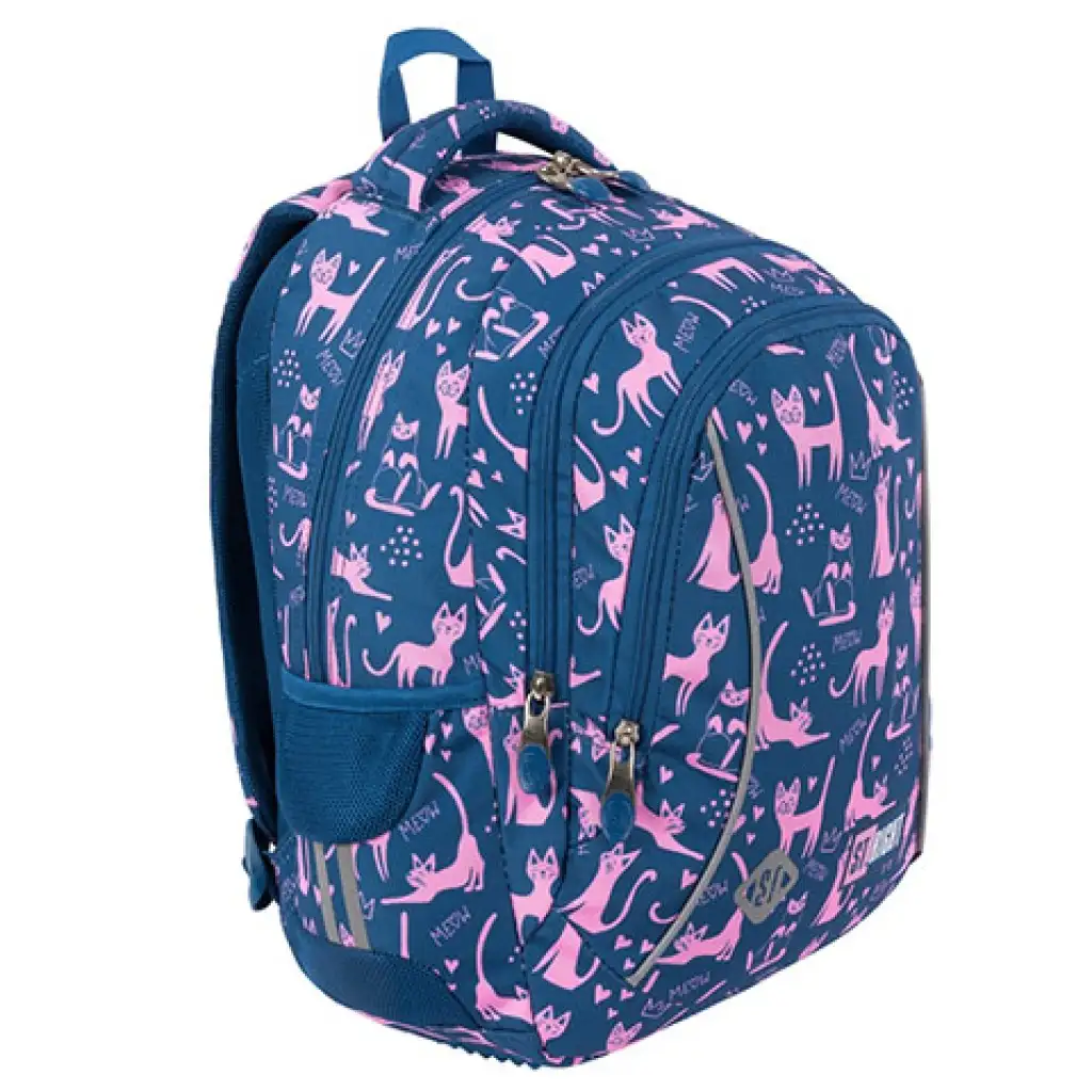 St.Right Lazy Cats háromrekeszes iskolatáska, hátizsák 39x27x17cm kép 2