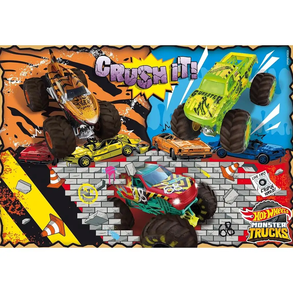 Hot Wheels Monster trucks 2 x 60db-os maxi padló puzzle 50x35cm - Lisciani kép 2