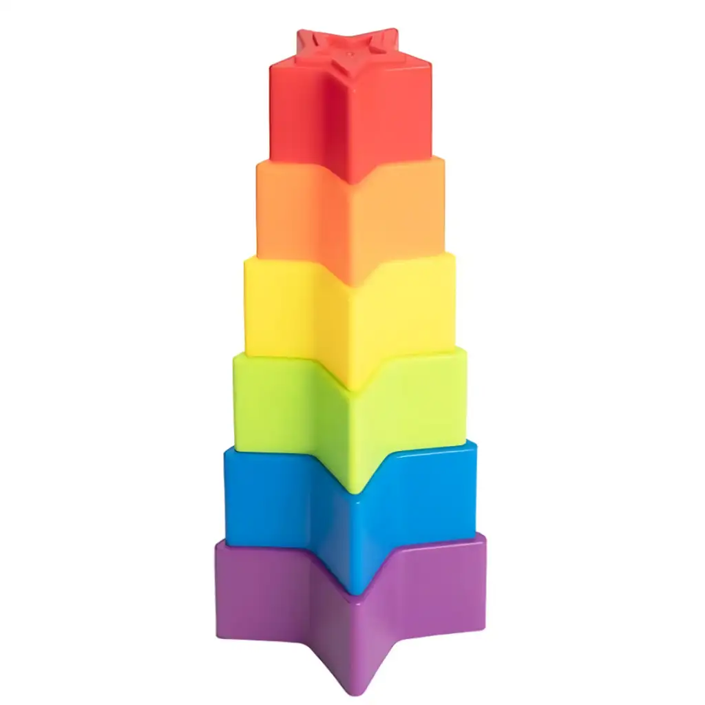 Little Stars: Színes csillag formájú toronyépítő bébijáték kép 3