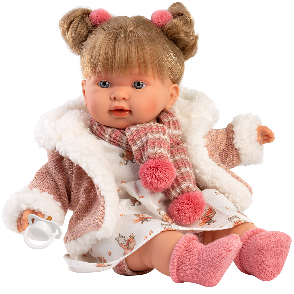 Llorens: Alexandra 42cm-es síró baba cumival állatos ruhában kép 3