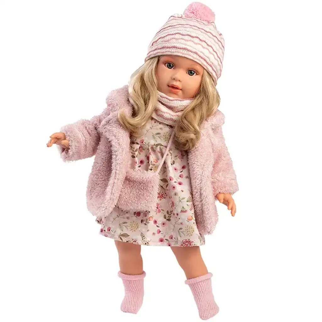 Llorens: Lucia 40cm-es baba virágos ruhában ridiküllel