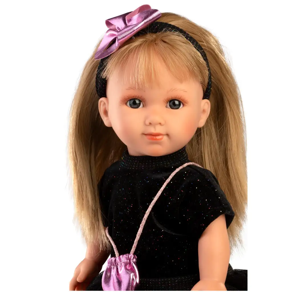 Llorens: Elena 35cm-es baba fekete ruhában kép 2