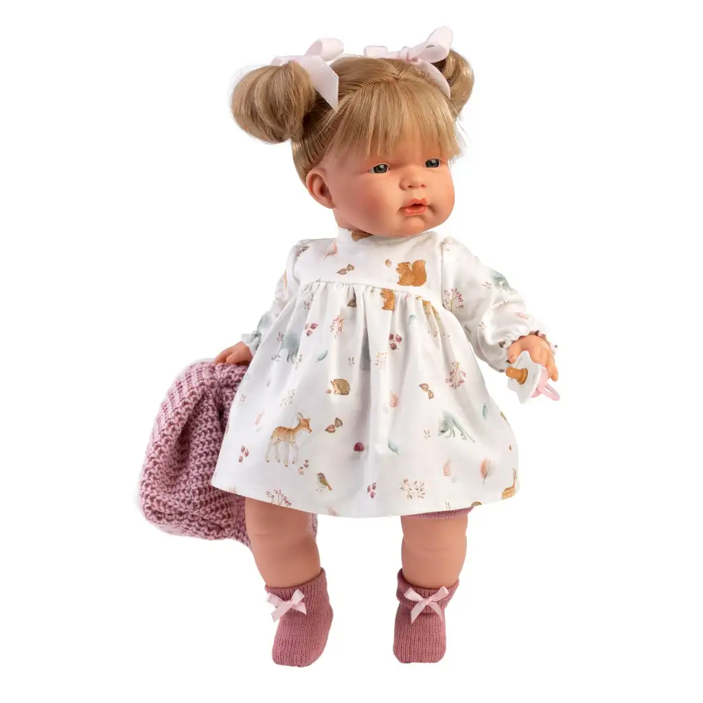 Llorens: Joelle 38cm-es baba hanggal őzikés ruhában kép 2