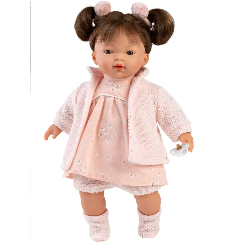 Llorens: Vera 33cm-es baba hanggal rózsaszín ruhában
