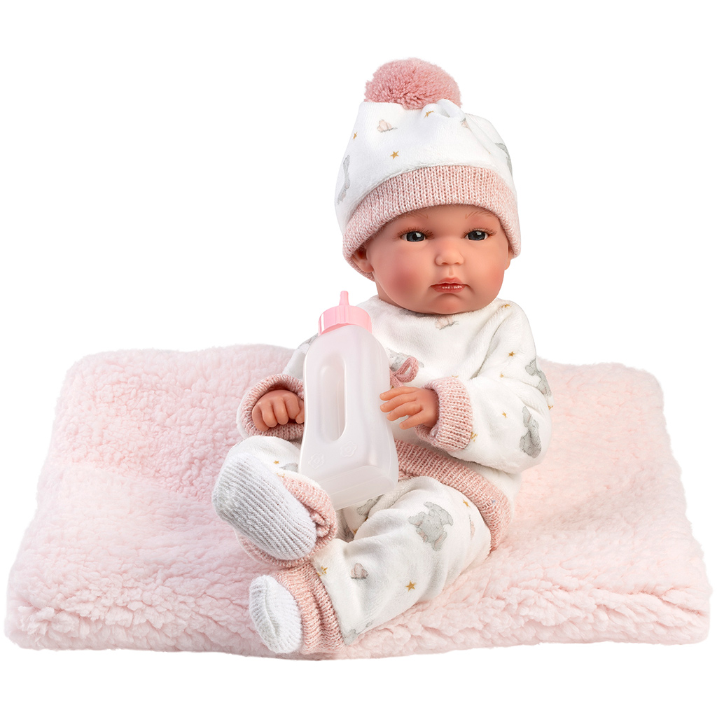 Llorens: Bimba 35cm-es újszülött baba cumisüveggel és takaróval kép 2