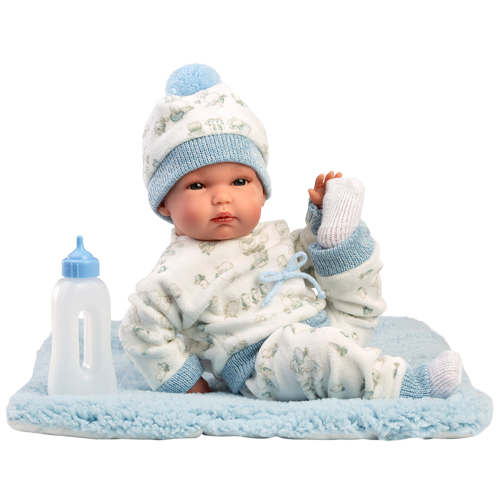 Llorens: Bimbo 35cm-es újszülött baba cumisüveggel és takaróval kép 2