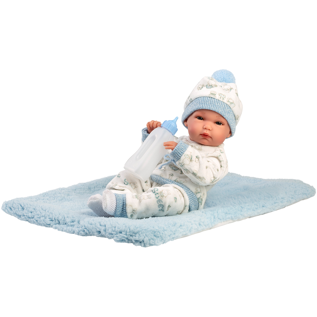 Llorens: Bimbo 35cm-es újszülött baba cumisüveggel és takaróval