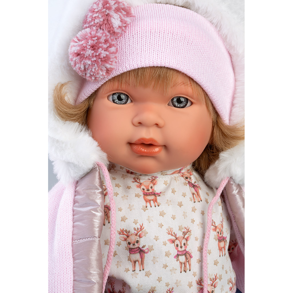 Llorens: Carla 42cm-es síró baba cumival kék szoknyában kép 3