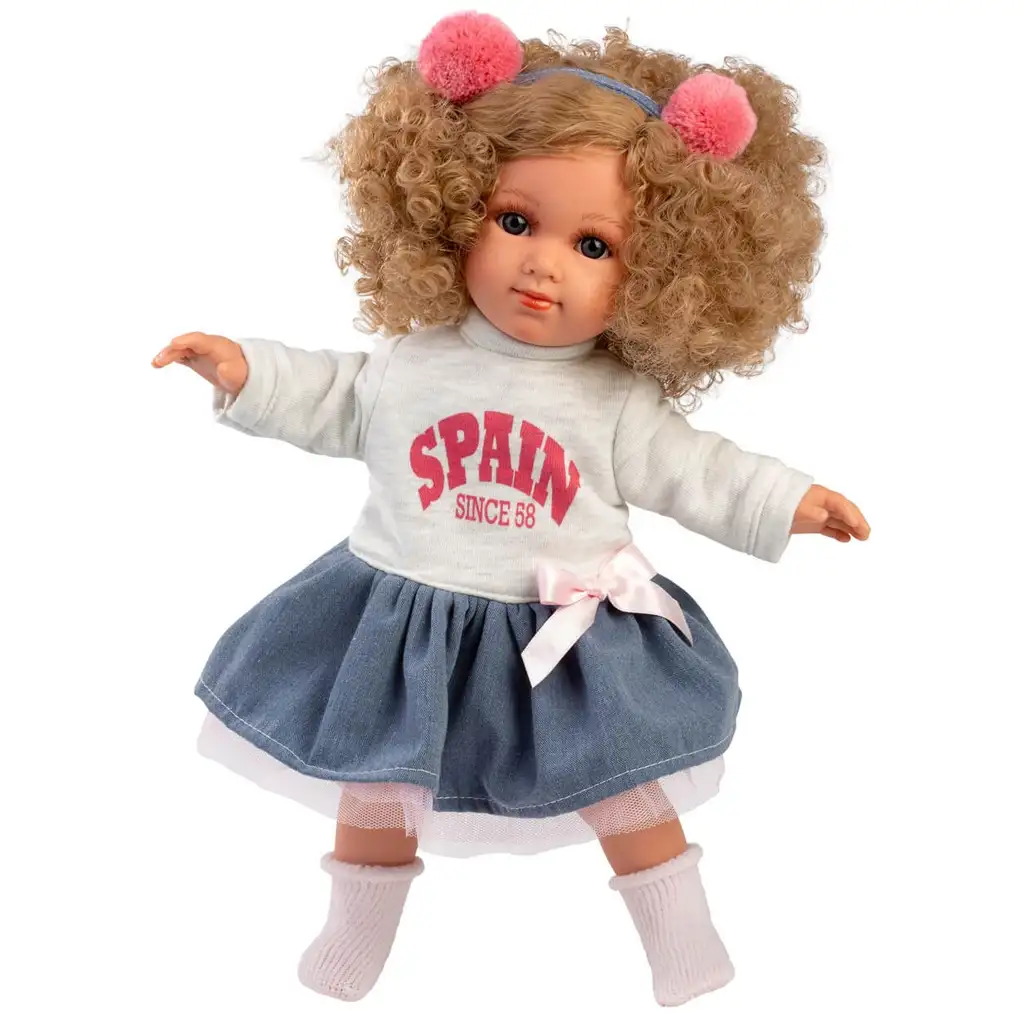 Llorens: Elena 35cm-es baba göndör hajjal szoknyában kép 3