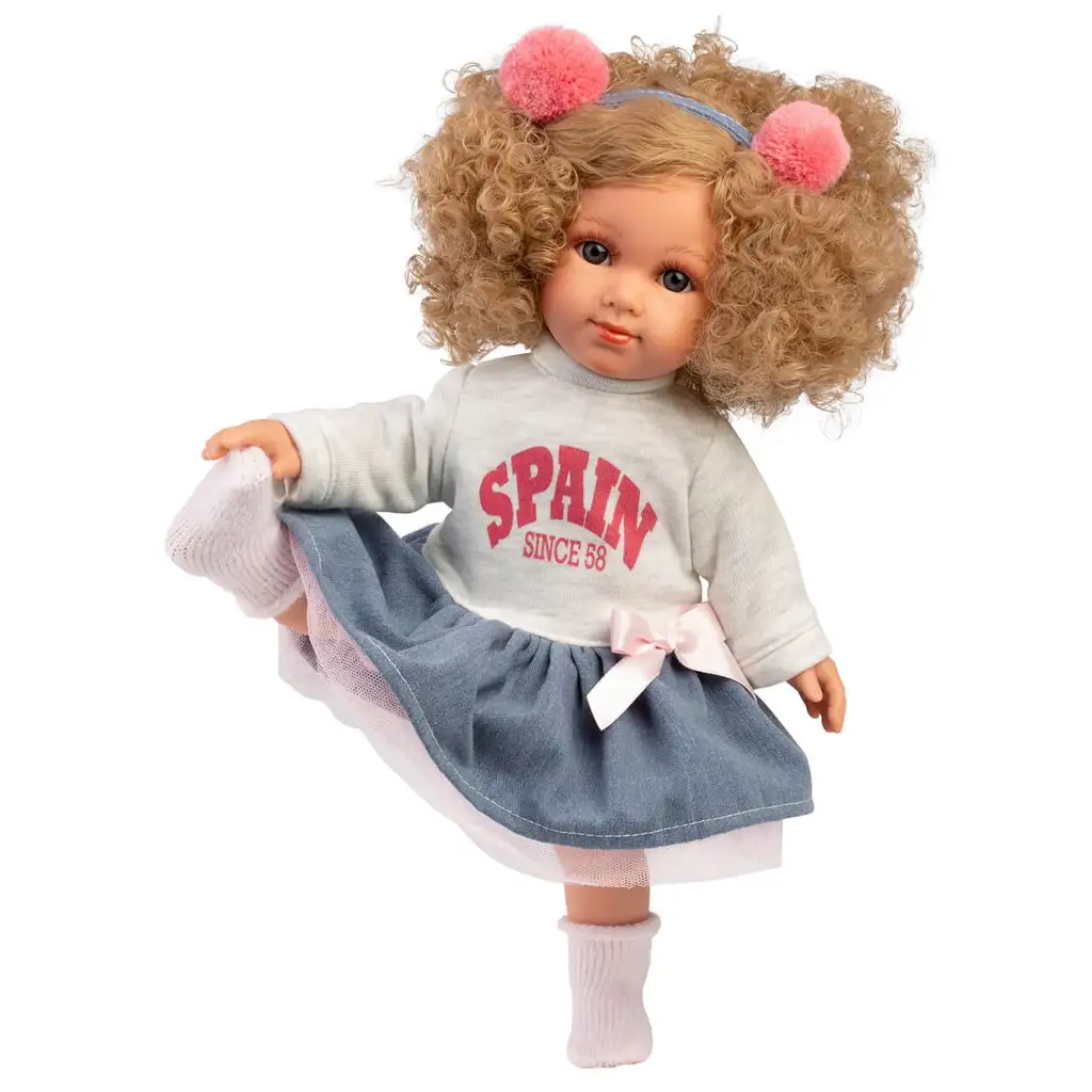 Llorens: Elena 35cm-es baba göndör hajjal szoknyában kép 4