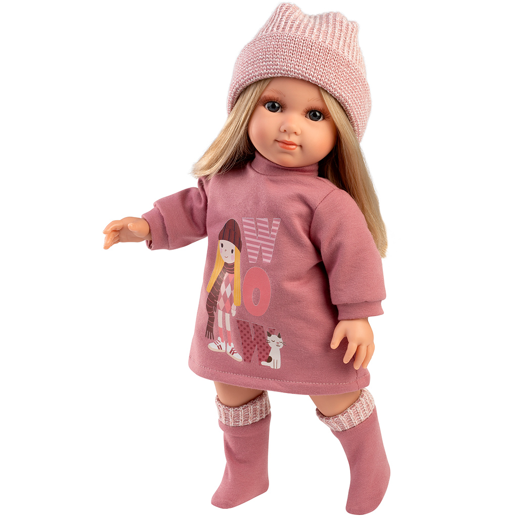 Llorens: Elena 35cm-es baba rózsaszín szettben kép 2