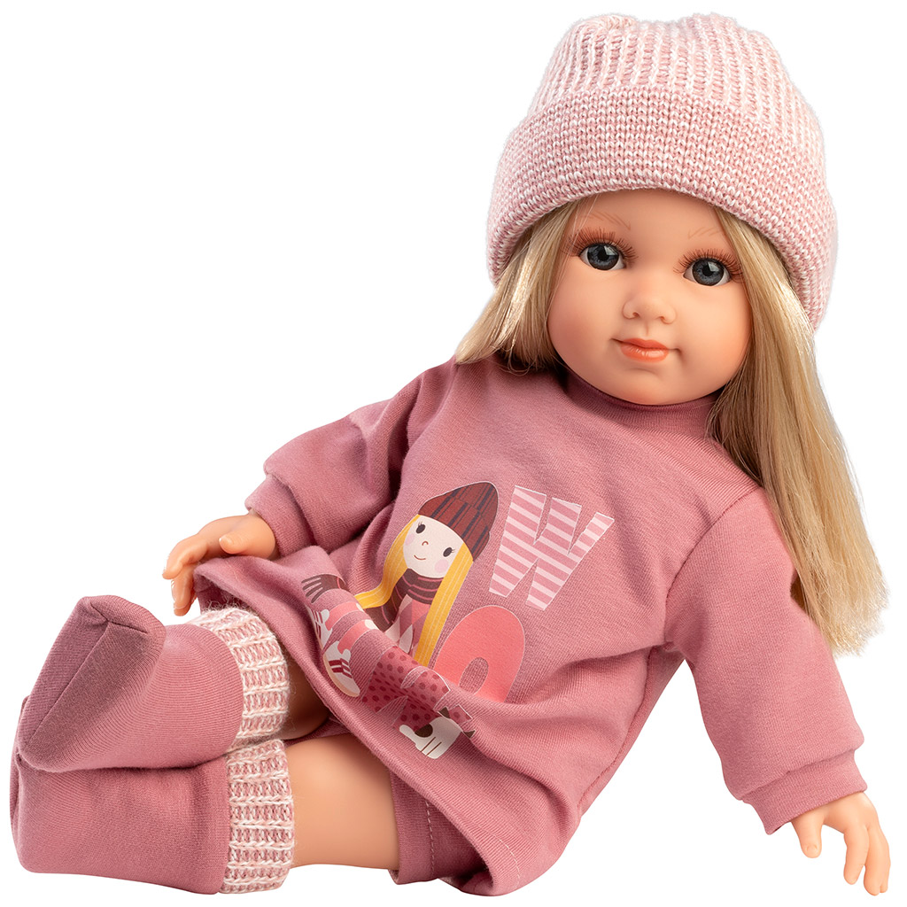Llorens: Elena 35cm-es baba rózsaszín szettben kép 3