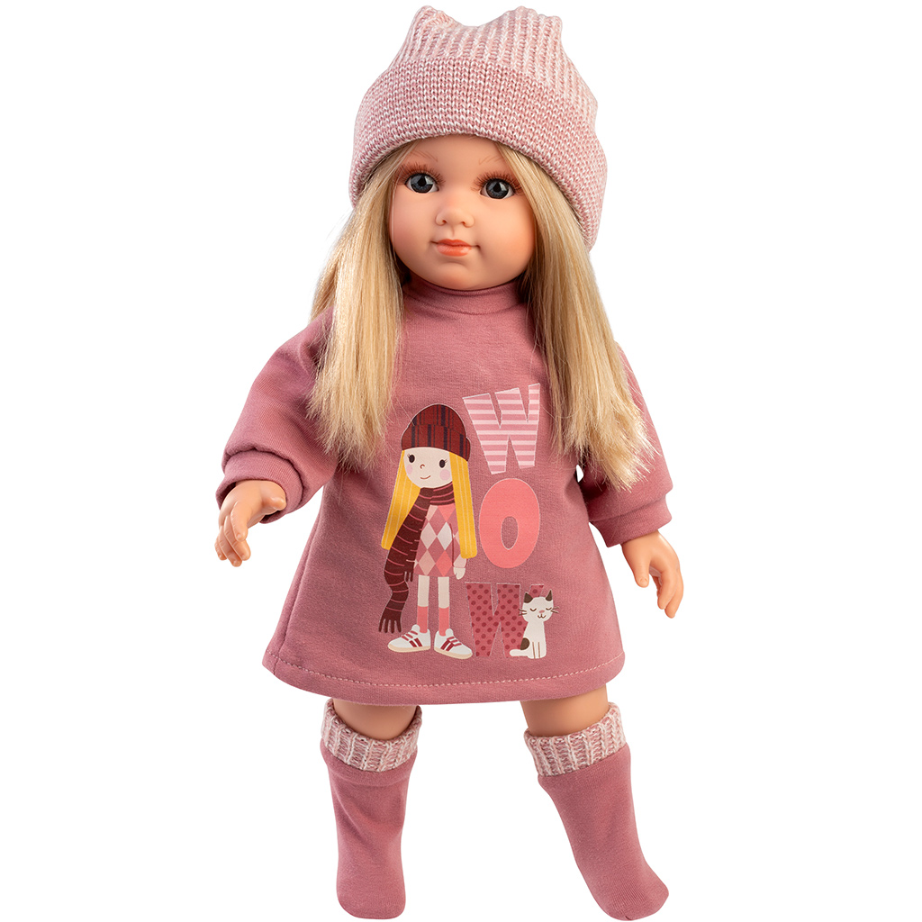 Llorens: Elena 35cm-es baba rózsaszín szettben