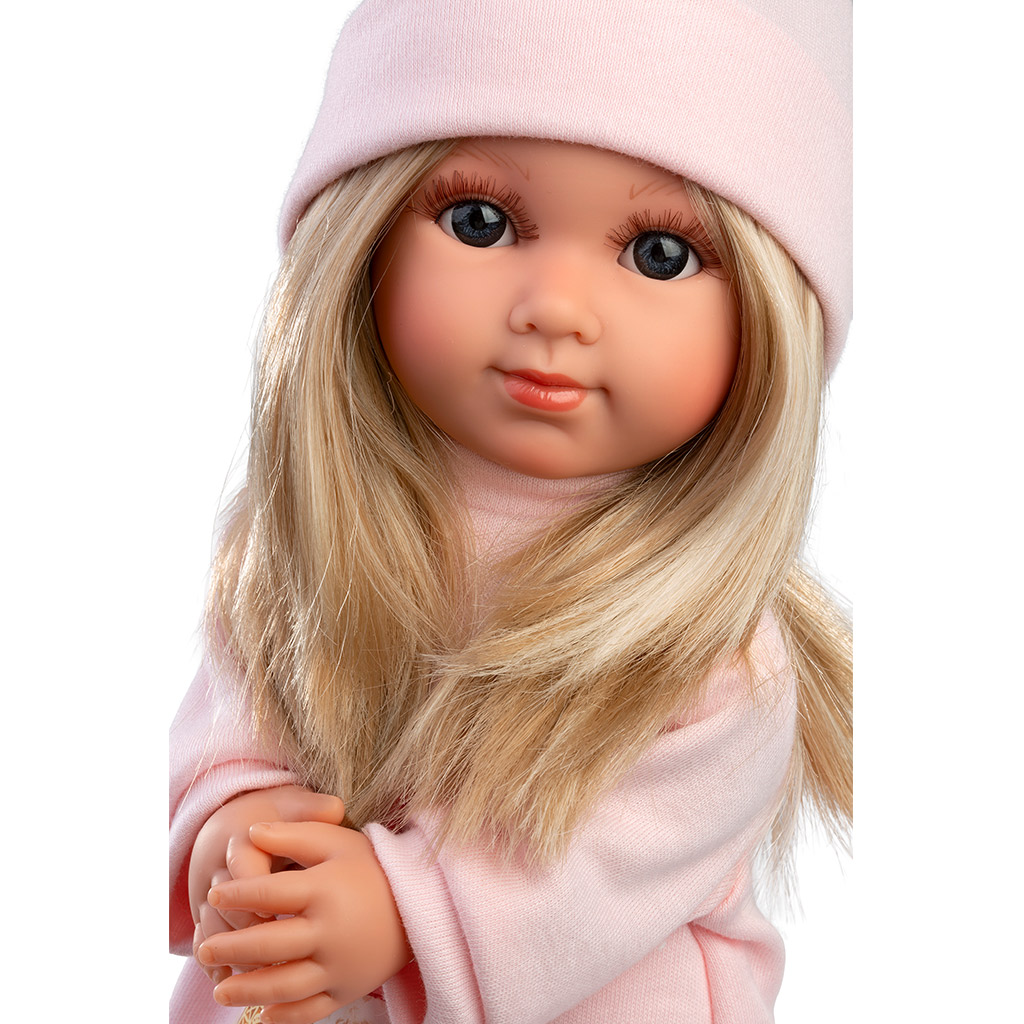 Llorens: Elena 35cm-es baba rózsaszín sapkában kép 3